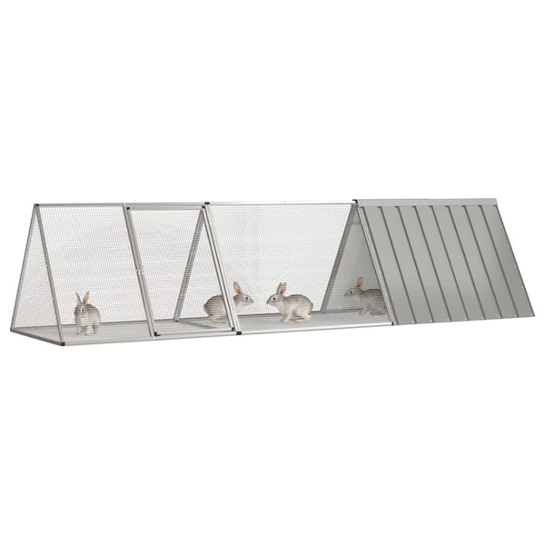 Grauer Kaninchenkäfig Vladiu 302,5x80,5x71cm (verzinkter Stahl)