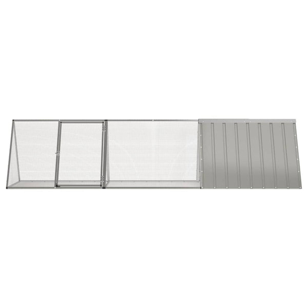 Grauer Kaninchenkäfig Vladiu 302,5x80,5x71cm (verzinkter Stahl)
