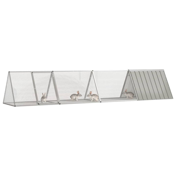 Grauer Kaninchenkäfig Vladiu 403,5x80,5x71cm (verzinkter Stahl)