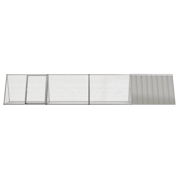 Grauer Kaninchenkäfig Vladiu 403,5x80,5x71cm (verzinkter Stahl)