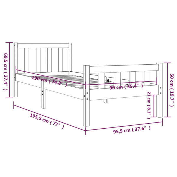 Bettgestell Jinca 90x190cm (Holz Einzel)