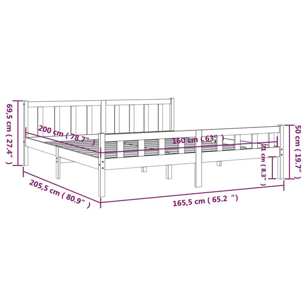 Weißes Bettgestell Jinca 160x200cm (Holz)