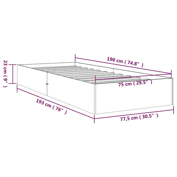 Schwarzer Bettrahmen Intexim 75x190cm (Holz, kleines Einzelbett)