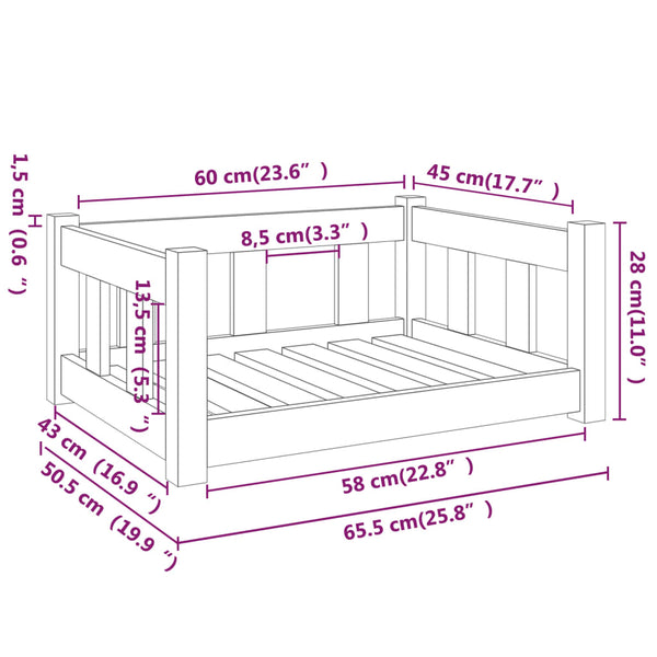Hundebett Remuz 65,5x50,5x28cm (Kiefer)