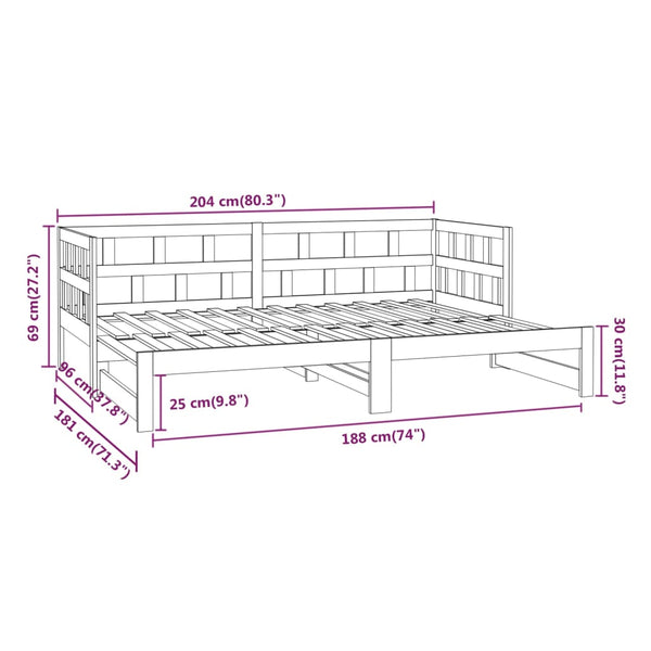 Valkoinen päivävuode ulosvedettävä Selvinas 90x200cm (mänty 2x)