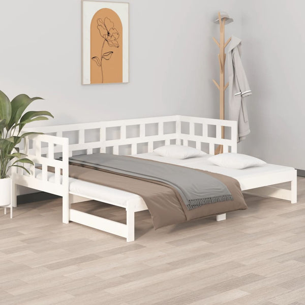 Valkoinen päivävuode ulosvedettävä Selvinas 90x200cm (mänty 2x)