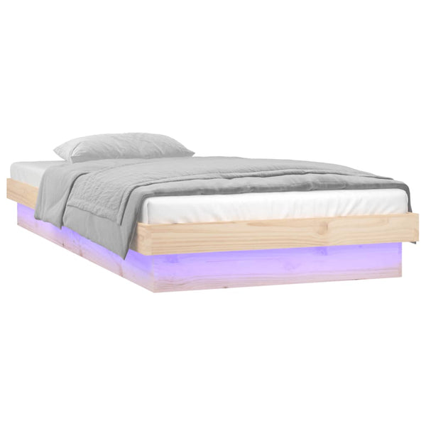 Bettrahmen Margretta 90x190cm (mit LED-Beleuchtung, Einzelbett, Holz)