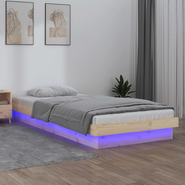Bettrahmen Margretta 90x190cm (mit LED-Beleuchtung, Einzelbett, Holz)