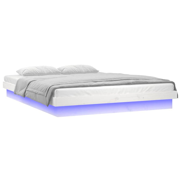 Bettgestell Margretta weiß mit LED 135x190cm (Doppelbett Holz)