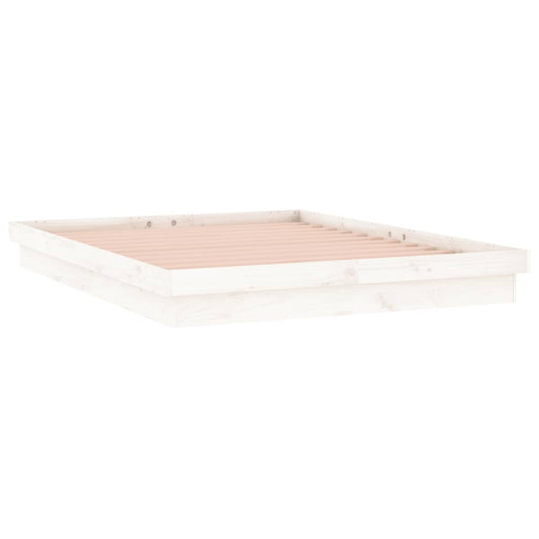 Bettgestell Margretta weiß mit LED 135x190cm (Doppelbett Holz)