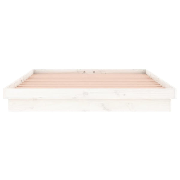 Bettgestell Margretta weiß mit LED 135x190cm (Doppelbett Holz)