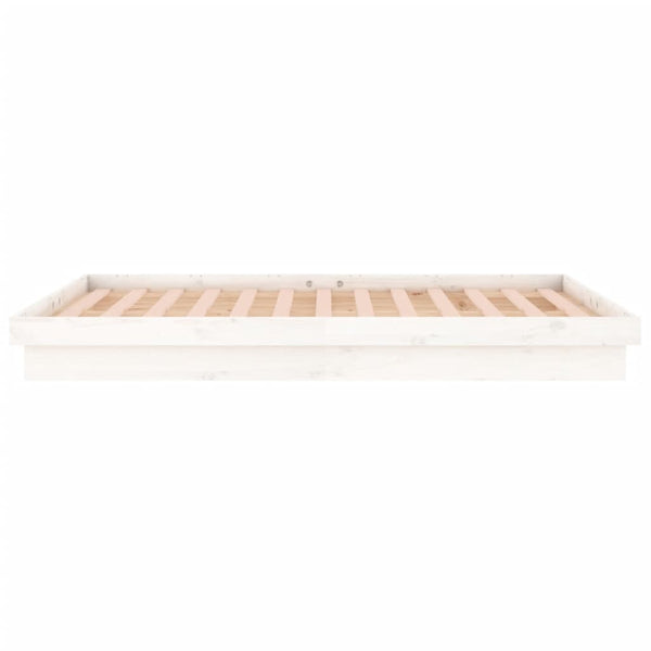Bettgestell Margretta weiß mit LED 135x190cm (Doppelbett Holz)