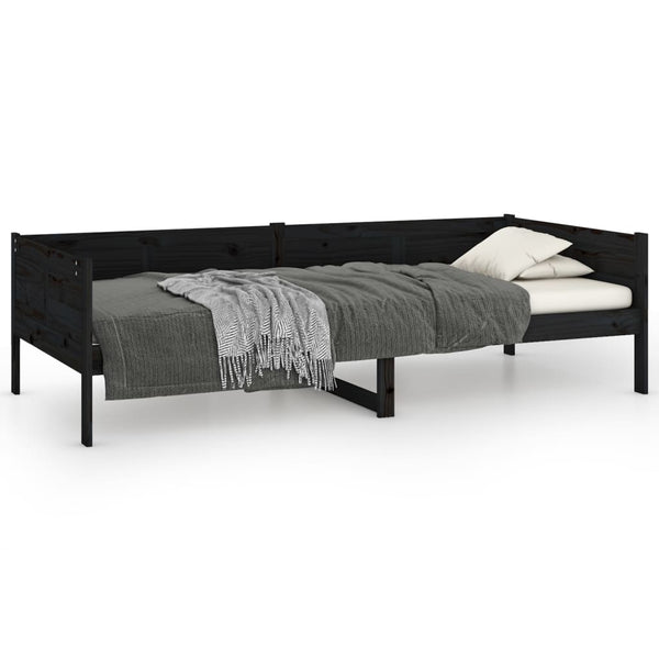 Schwarzes Schlafsofa Konradt 90x190cm (Kiefer)