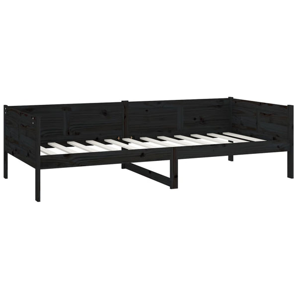 Schwarzes Schlafsofa Konradt 90x190cm (Kiefer)