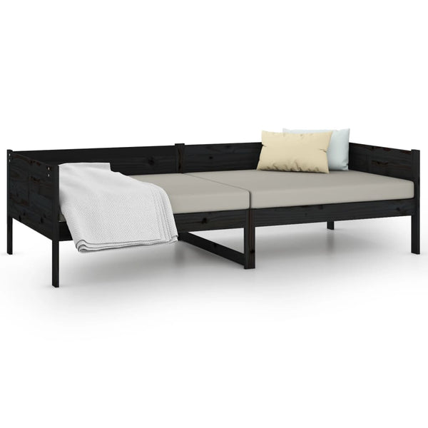 Schwarzes Schlafsofa Konradt 90x190cm (Kiefer)