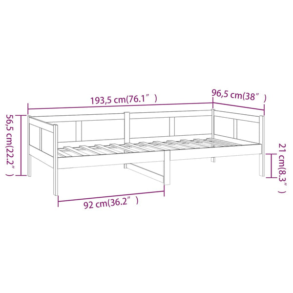 Schwarzes Schlafsofa Konradt 90x190cm (Kiefer)