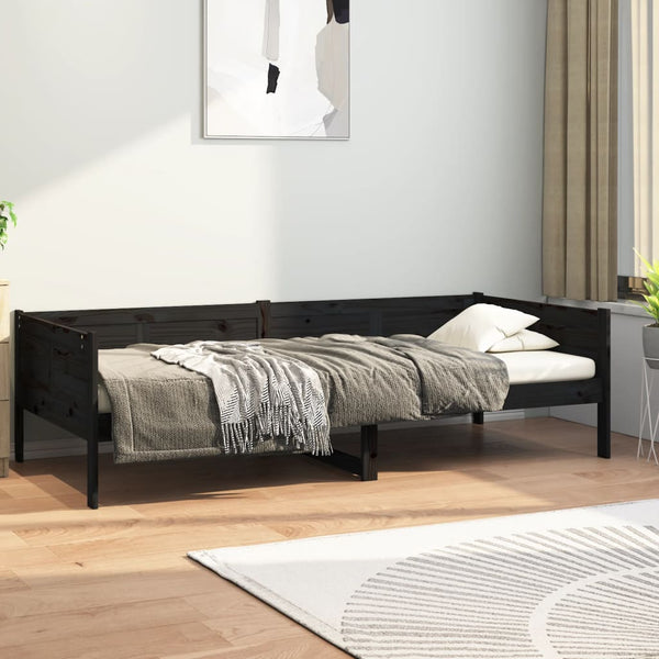 Schwarzes Schlafsofa Konradt 90x190cm (Kiefer)