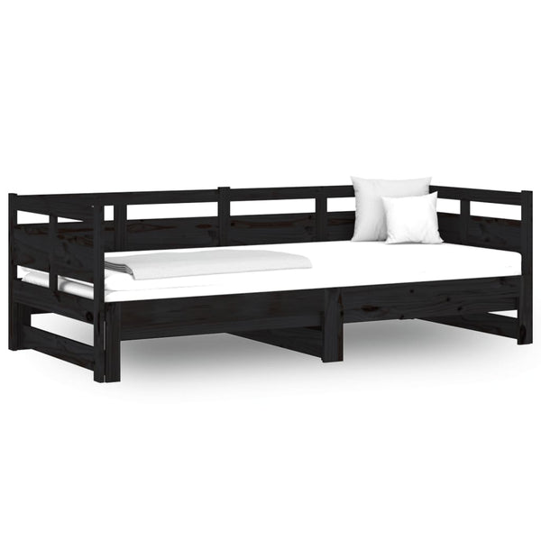 Musta sohvasänky ulosvedettävä Elamir 80x200cm (mänty, 2 kpl)