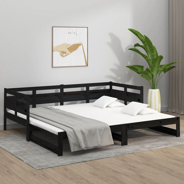 Musta sohvasänky ulosvedettävä Elamir 80x200cm (mänty, 2 kpl)