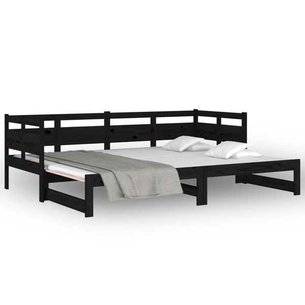 Musta sohvasänky ulosvedettävä Elamir 80x200cm (mänty, 2 kpl)