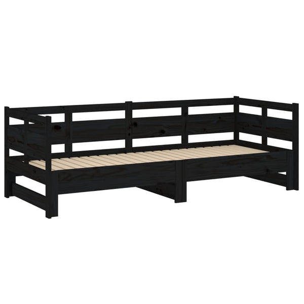 Musta sohvasänky ulosvedettävä Elamir 80x200cm (mänty, 2 kpl)