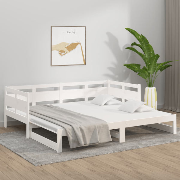 Valkoinen sohvasänky ulosvedettävä Elamir (90x190)cm (mänty 2x)