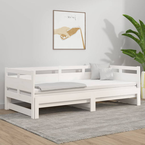 Valkoinen sohvasänky ulosvedettävä Elamir (90x190)cm (mänty 2x)