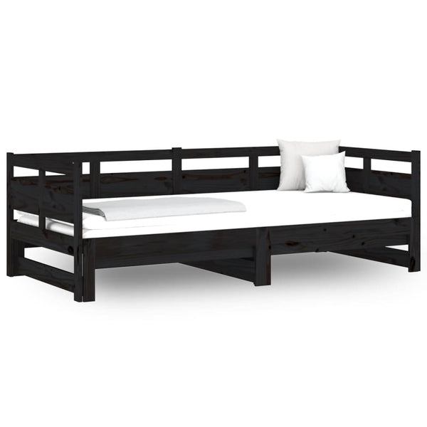 Musta sohvasänky ulosvedettävä Elamir 90x190cm (mänty, 2 kpl)