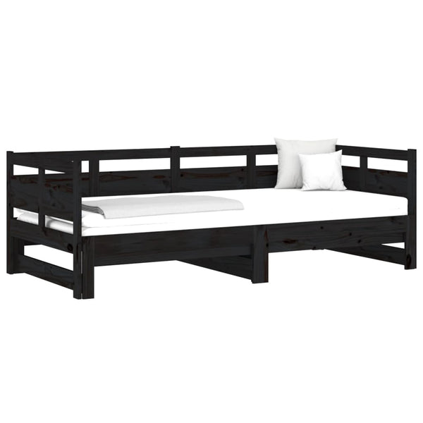 Musta sohvasänky ulosvedettävä Elamir 90x190cm (mänty, 2 kpl)