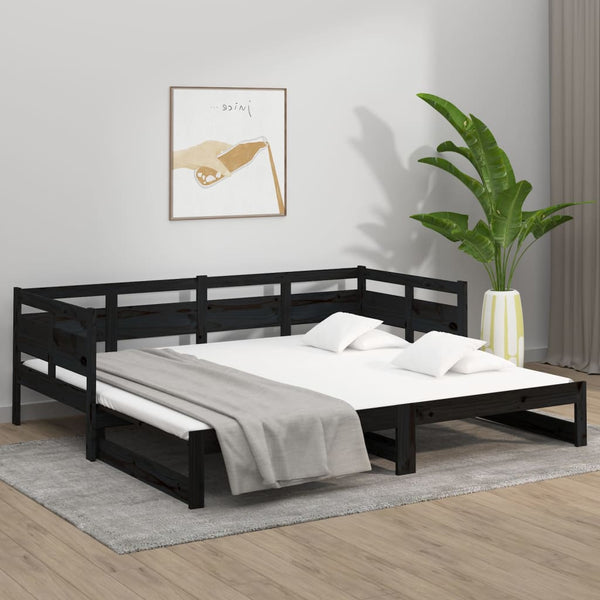 Musta sohvasänky ulosvedettävä Elamir 90x190cm (mänty, 2 kpl)
