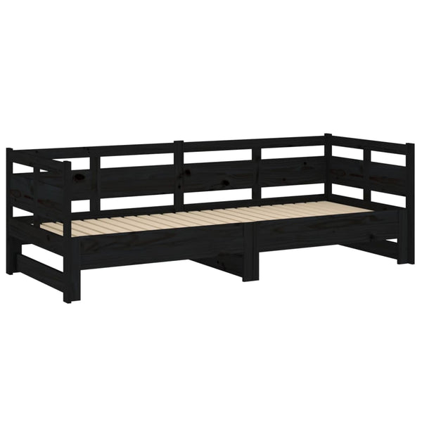 Musta sohvasänky ulosvedettävä Elamir 90x190cm (mänty, 2 kpl)