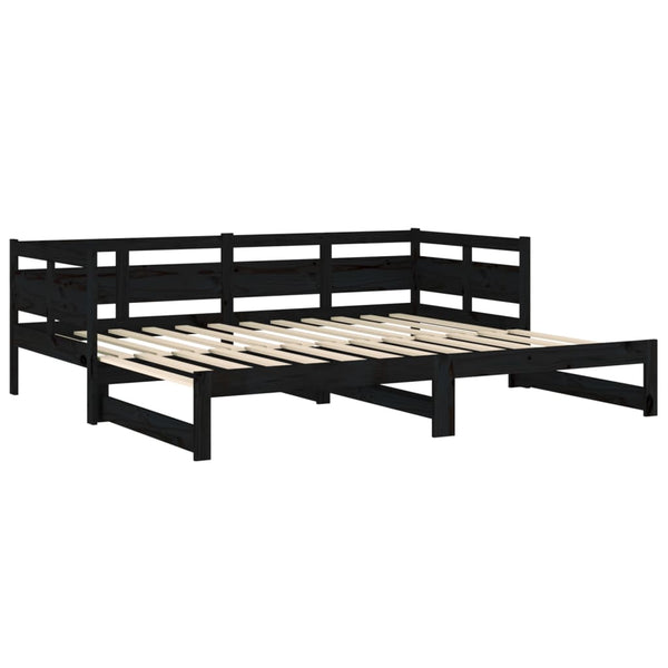Musta sohvasänky ulosvedettävä Elamir 90x190cm (mänty, 2 kpl)