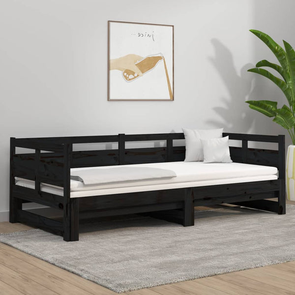 Musta sohvasänky ulosvedettävä Elamir 90x190cm (mänty, 2 kpl)