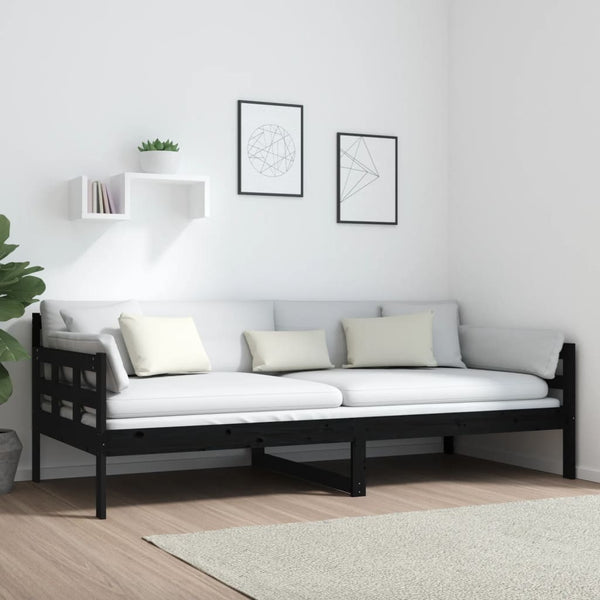 Schwarzes Schlafsofa Dobita 90x200cm (Kiefer)