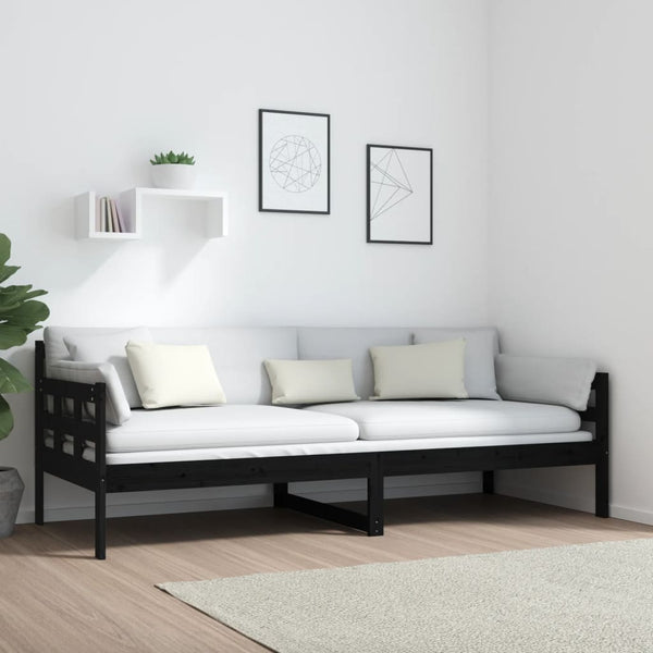 Schwarzes Schlafsofa Dobita 80x200cm (Kiefer)