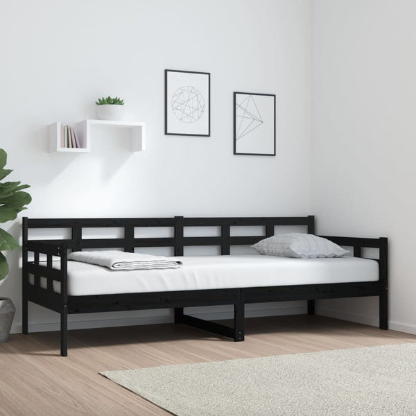 Schwarzes Schlafsofa Dobita 80x200cm (Kiefer)