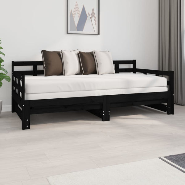 Musta sohvasänky ulosvedettävä Levantiu 90x190cm (mänty, 2x)
