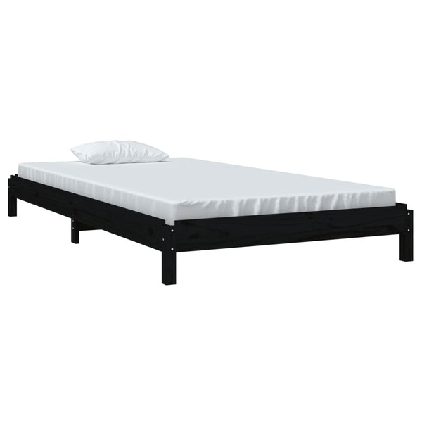 Schwarzes stapelbares Bett Melorian 90x200cm (Kiefer)