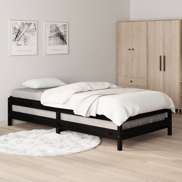 Schwarzes stapelbares Bett Melorian 90x200cm (Kiefer)