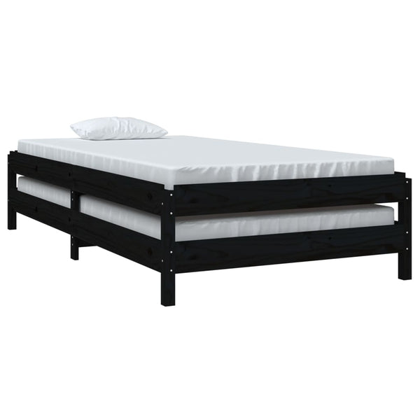 Schwarzes stapelbares Bett Melorian 90x200cm (Kiefer)