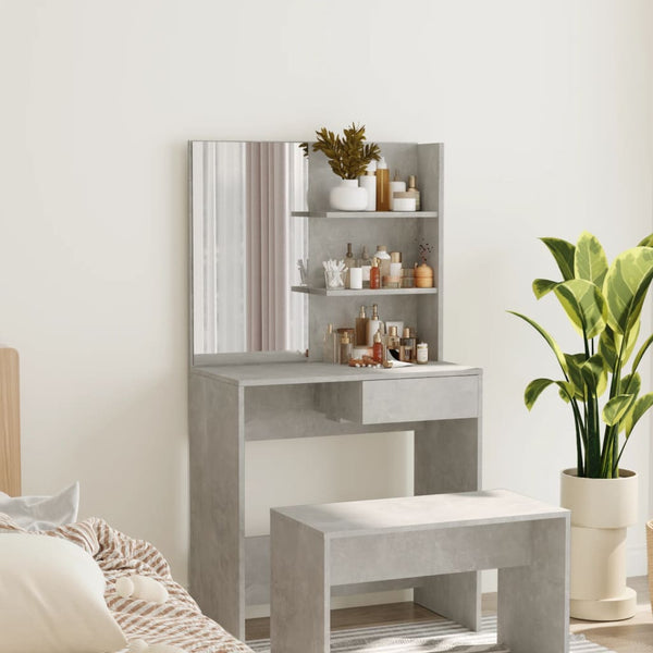 Betongrauer Schminktisch Nilda 74,5x40x141cm