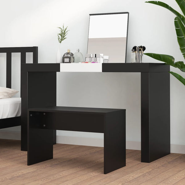 Schwarzer Schminkhocker Rosario 70x35x45cm (Holz)