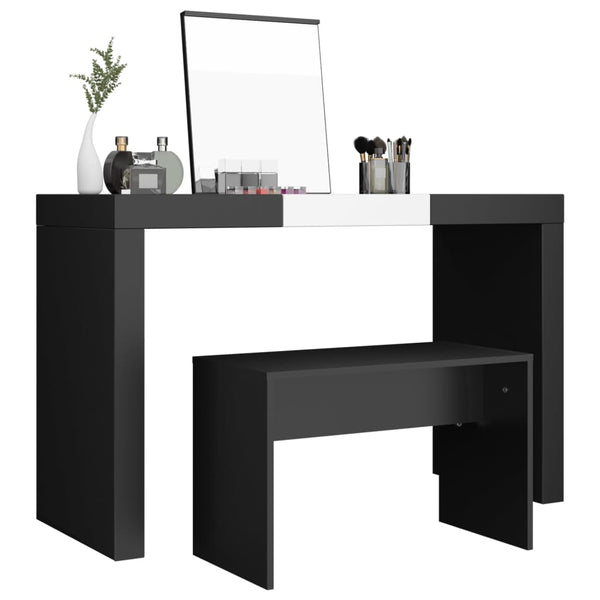 Schwarzer Schminkhocker Rosario 70x35x45cm (Holz)