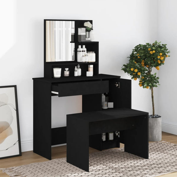 Schwarzer Schminktisch Simpronia 86,5x35x136cm