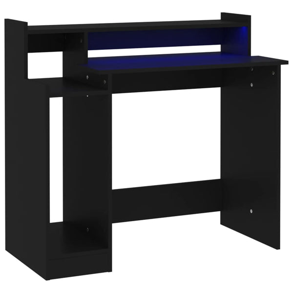 Schwarzer Schreibtisch mit LED-Beleuchtung Algot 97x45x90cm (Holz)