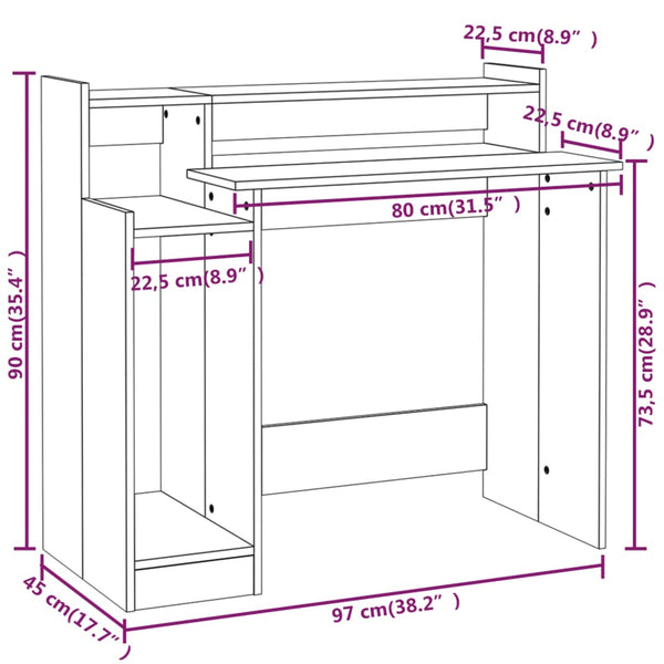 Schwarzer Schreibtisch mit LED-Beleuchtung Algot 97x45x90cm (Holz)