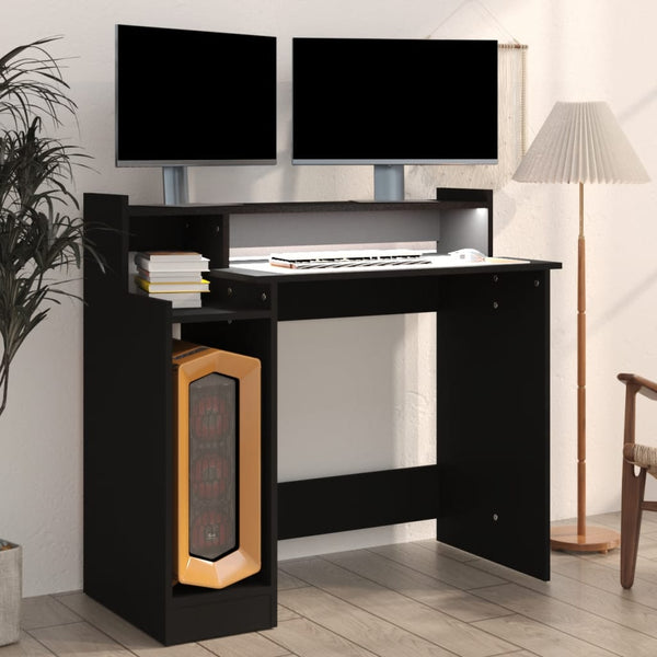 Schwarzer Schreibtisch mit LED-Beleuchtung Algot 97x45x90cm (Holz)