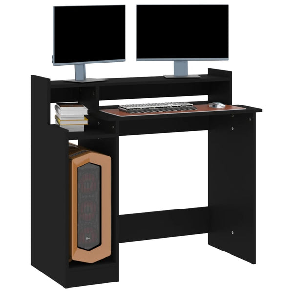 Schwarzer Schreibtisch mit LED-Beleuchtung Algot 97x45x90cm (Holz)