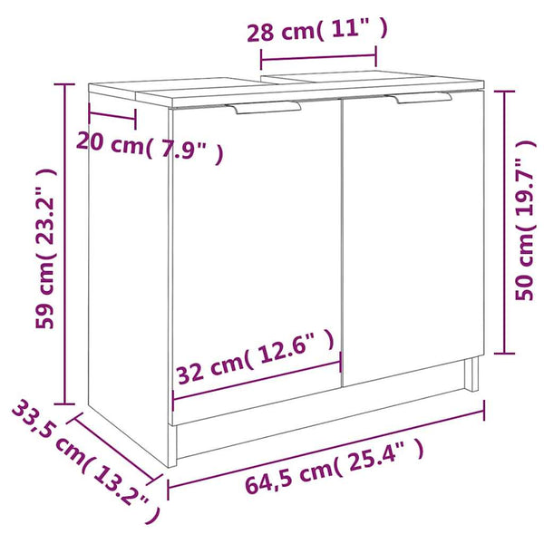 Badezimmerschrank Hervey in Betonoptik 64,5x33,5x59cm (Holz)