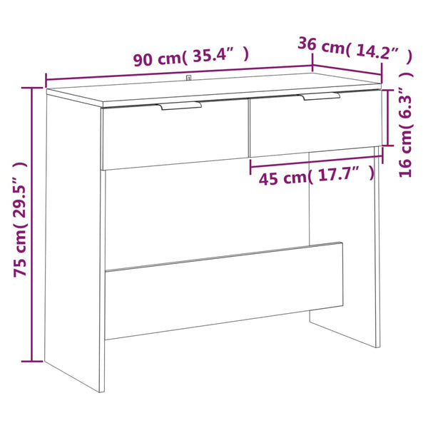 Schwarzer Konsolentisch Castila 90x36x75cm (Holz)
